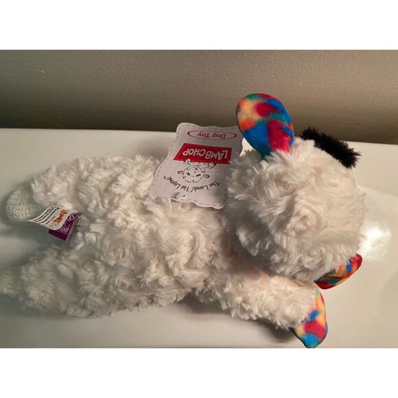 Lamb Chop Plush Dog Toy 10" Rainbow Large Multipet Squeaky - Picture 3 of 3